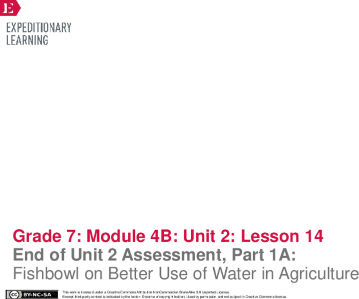 End of Unit 2 Assessment, Part 1A: Fishbowl on Better Use of Water in Agriculture Lesson Plan