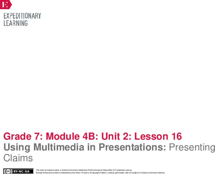 Using Multimedia in Presentations: Presenting Claims Lesson Plan