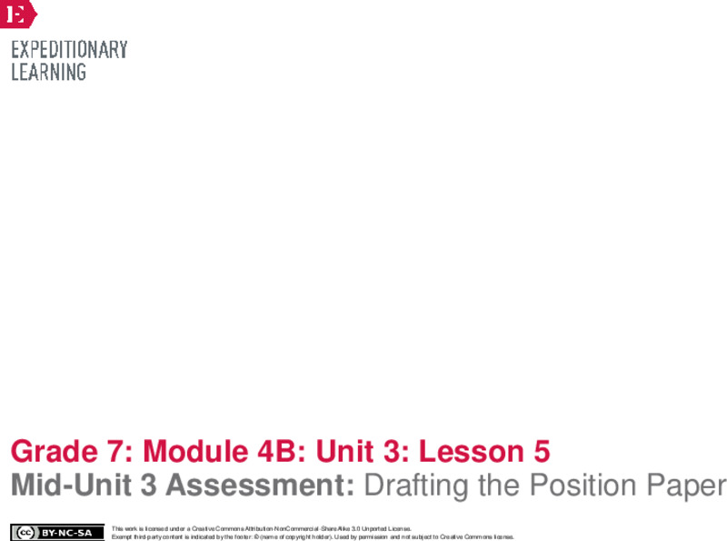 Mid-Unit 3 Assessment: Drafting the Position Paper Lesson Plan