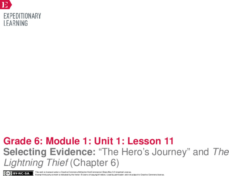 Selecting Evidence: “The Hero’s Journey” and The Lightning Thief (Chapter 6) Lesson Plan