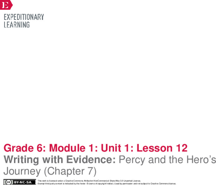 Writing with Evidence: Percy and the Hero’s Journey (Chapter 7) Lesson Plan