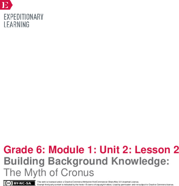 Building Background Knowledge: The Myth of Cronus Lesson Plan