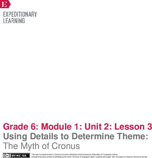 Using Details to Determine Theme: The Myth of Cronus Lesson Plan