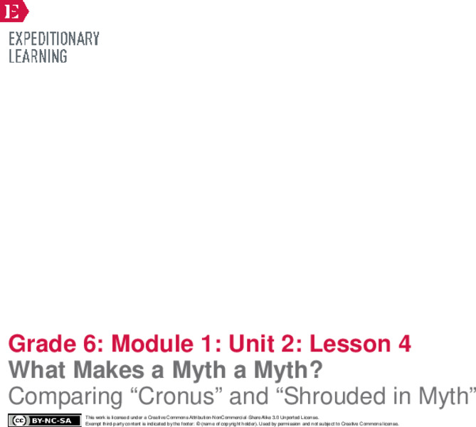 What Makes a Myth a Myth? Comparing “Cronus” and “Shrouded in Myth” Lesson Plan