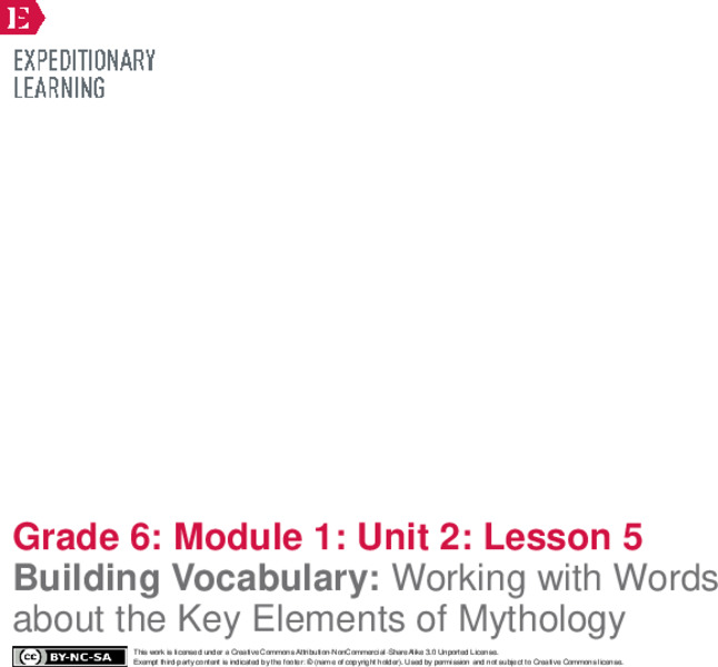 Building Vocabulary: Working with Words about the Key Elements of Mythology Lesson Plan