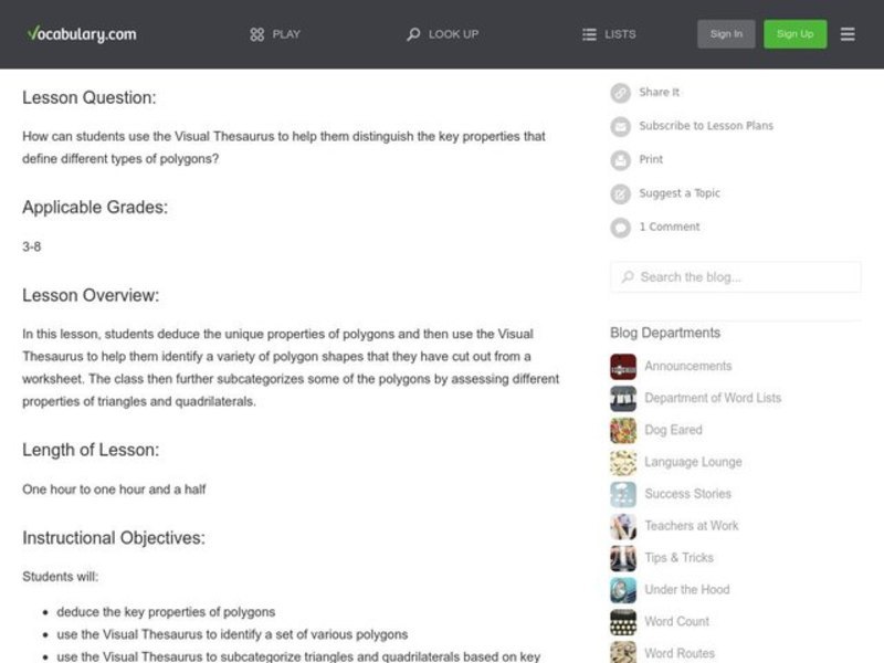 Know Your Polygons! Lesson Plan