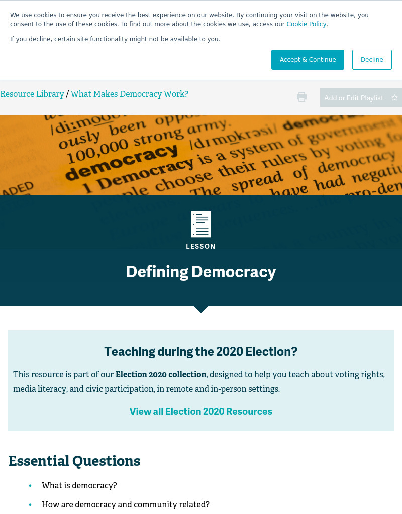 Defining Democracy Lesson Plan