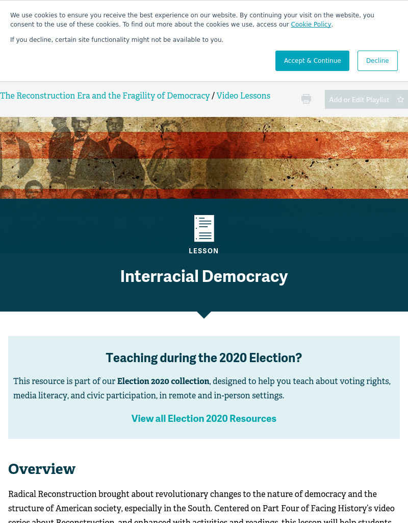 Interracial Democracy Lesson Plan