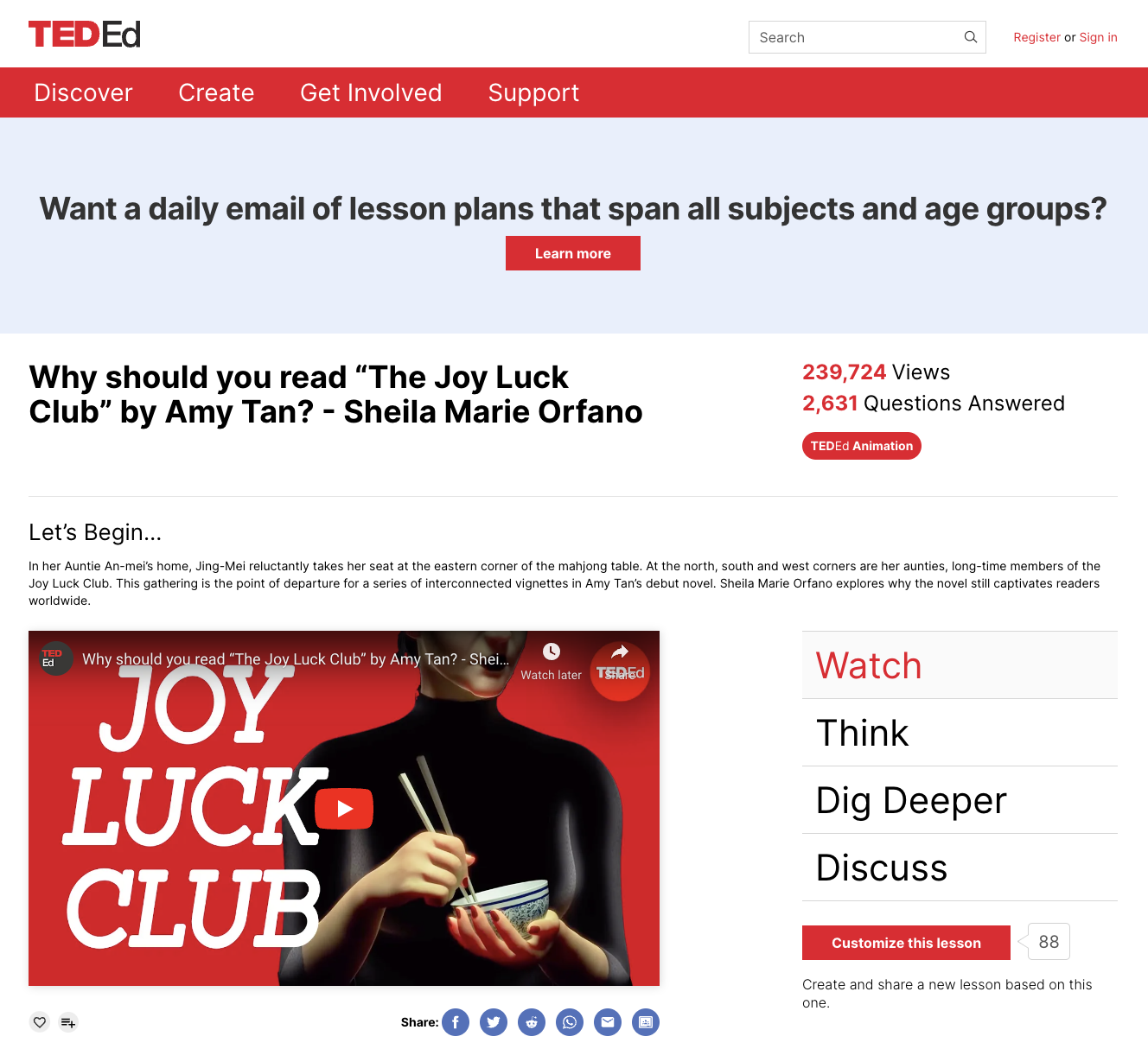 Why should you read “The Joy Luck Club” by Amy Tan? Instructional Video