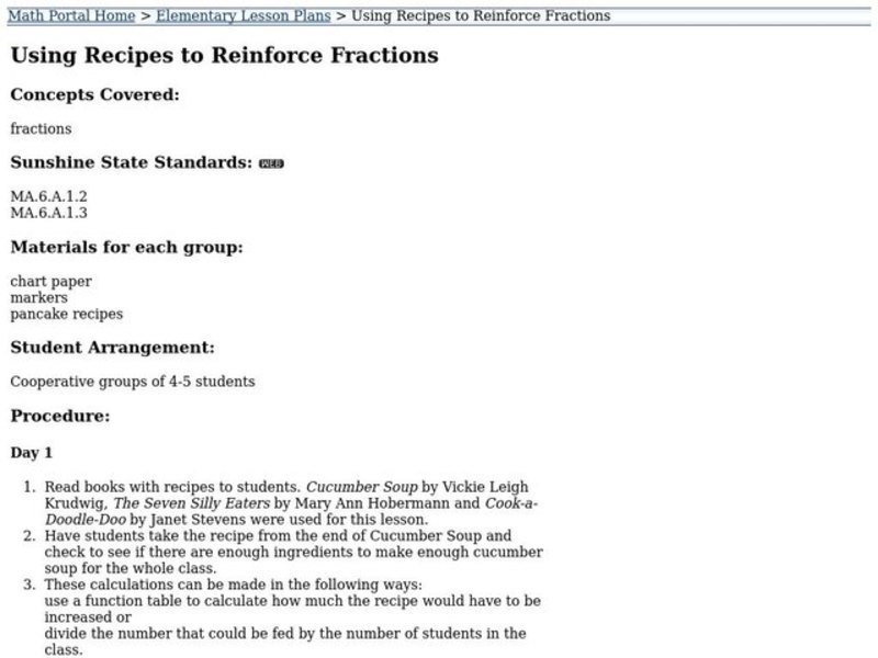 Using Recipes to Reinforce Fractions Lesson Plan