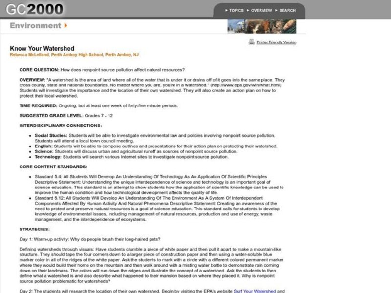 Know Your Watershed Lesson Plan