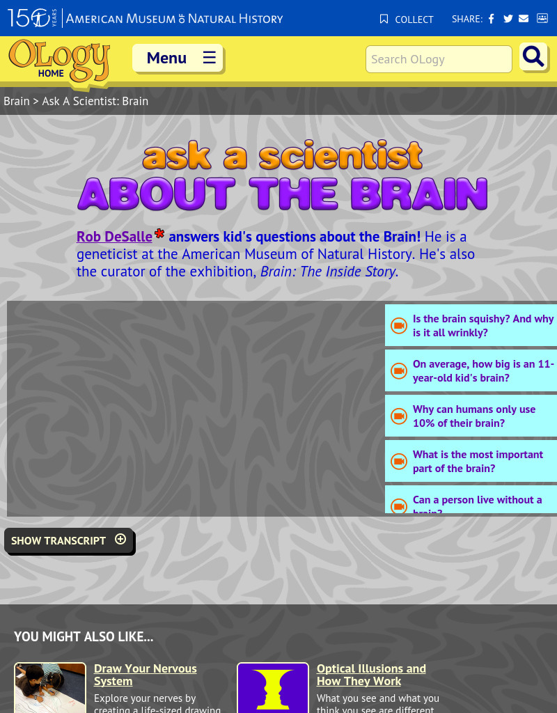 Ask a Scientist About The Brain Instructional Video