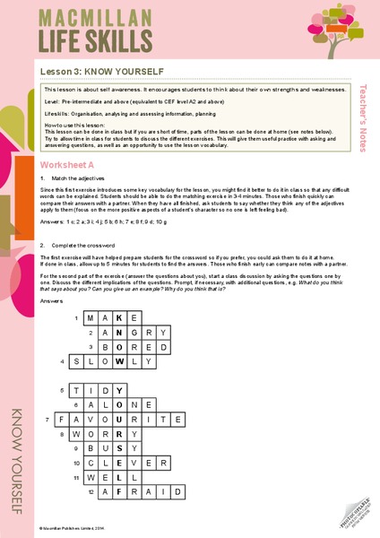 Know Yourself Lesson Plan