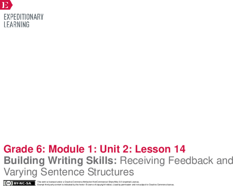 Building Writing Skills: Receiving Feedback and Varying Sentence Structures Lesson Plan