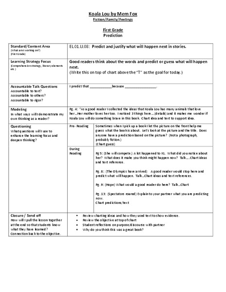 Koala Lou Lesson Plan