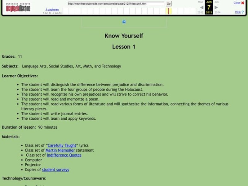 Know Yourself Lesson Plan