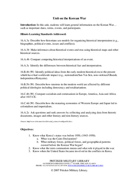 Korean War Lesson Plan