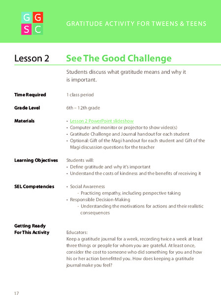 See The Good Challenge Lesson Plan