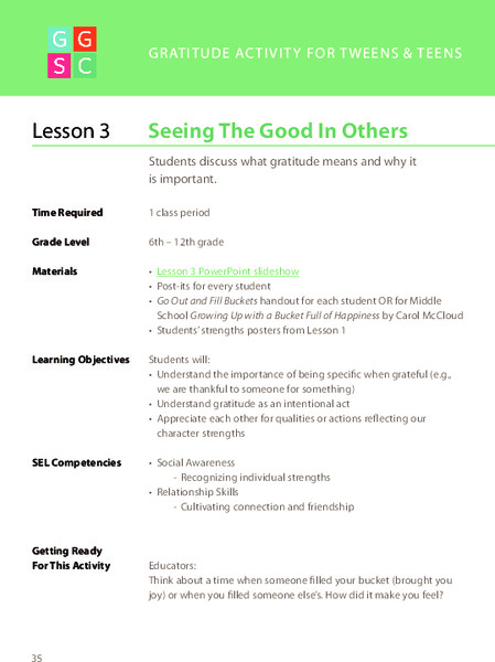 Seeing The Good In Others Lesson Plan