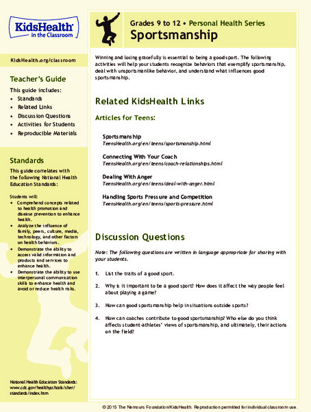 Sportsmanship: Grades 9-12 Lesson Plan