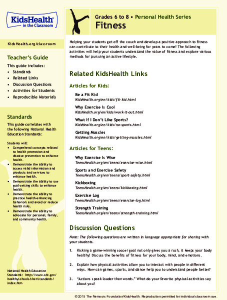 Fitness: Grades 6-8 Lesson Plan