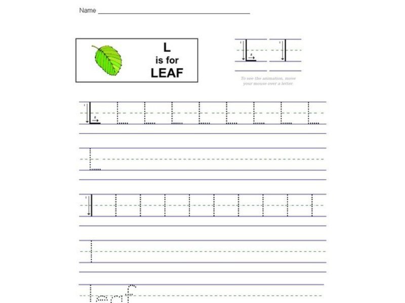 L is for Leaf Worksheet