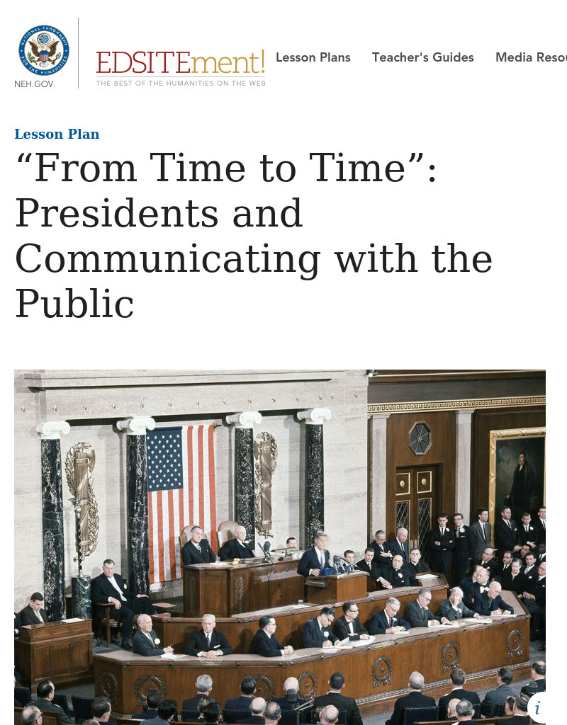 “From Time to Time”: Presidents and Communicating with the Public Lesson Plan