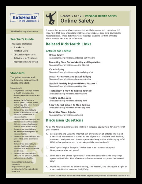 Online Safety: Grades 9-12 Lesson Plan