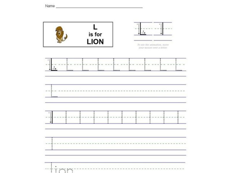 L is for Lion Worksheet