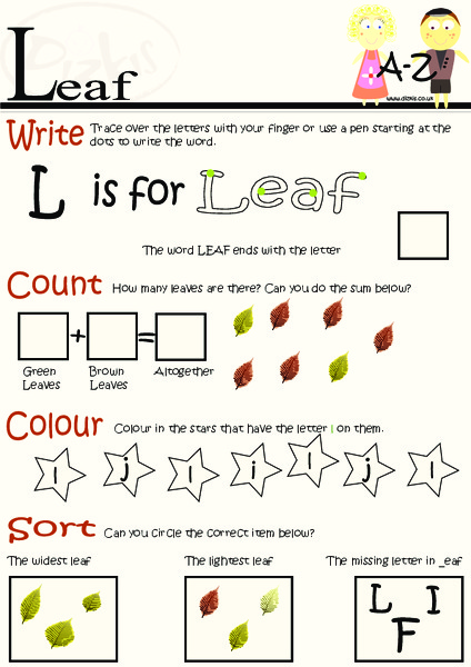 L is for Leaf Worksheet