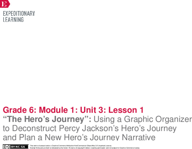 “The Hero’s Journey”: Using a Graphic Organizer to Deconstruct Percy Jackson’s Hero’s Journey and Plan a New Hero’s Journey Narrative Lesson Plan
