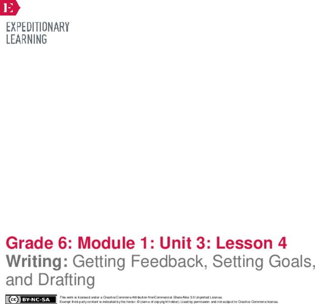 Writing: Getting Feedback, Setting Goals, and Drafting Lesson Plan
