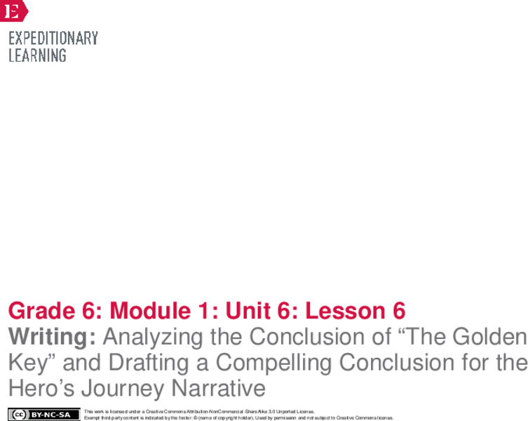 Writing: Analyzing the Conclusion of “The Golden Key” and Drafting a Compelling Conclusion for the Hero’s Journey Narrative Lesson Plan
