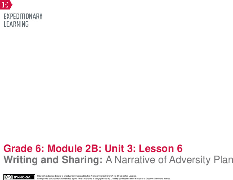 Writing and Sharing: A Narrative of Adversity Plan Lesson Plan