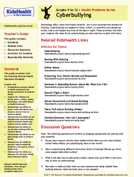 Cyberbullying: Grades 9-12 Lesson Plan