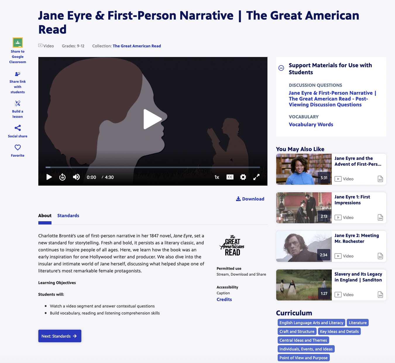 Jane Eyre and First-Person Narrative Instructional Video