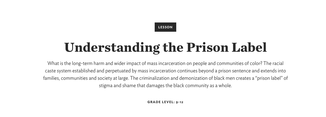 Understanding the Prison Label Lesson Plan