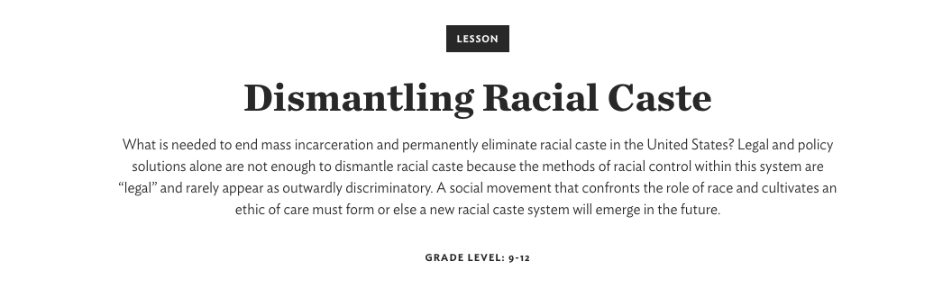 Dismantling Racial Caste Lesson Plan