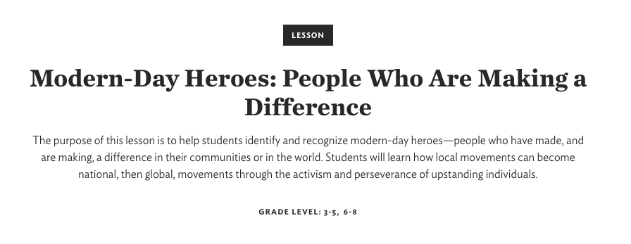 Modern-Day Heroes: People Who Are Making a Difference Lesson Plan