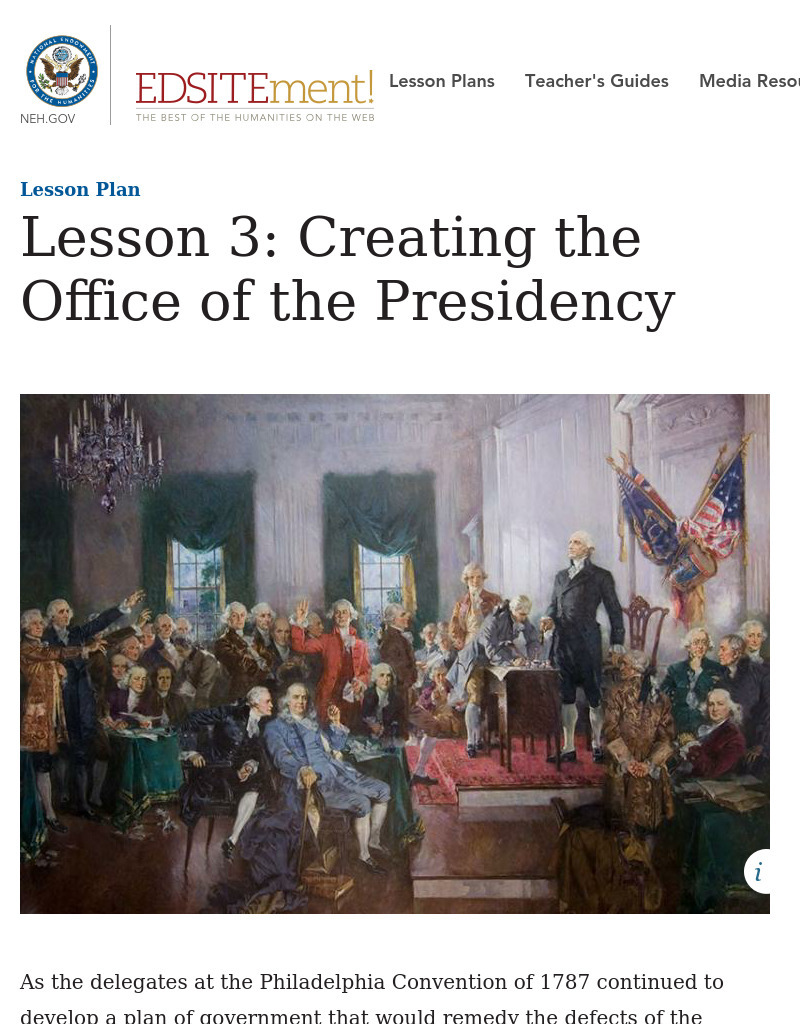 Creating the Office of the Presidency Lesson Plan
