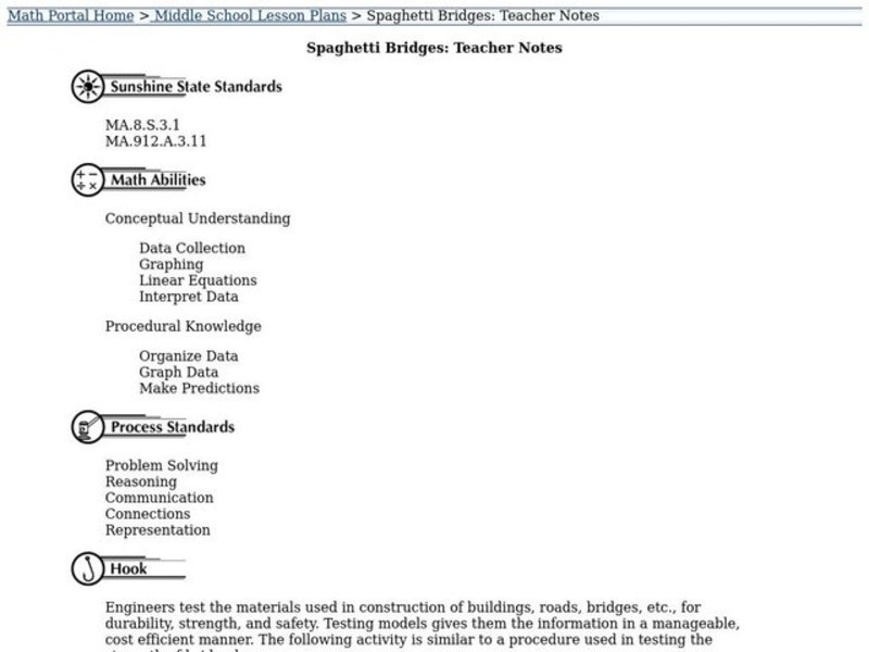 Spaghetti Bridges Lesson Plan
