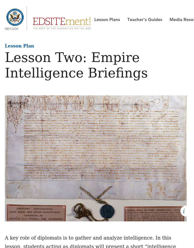 Empire Intelligence Briefings Lesson Plan