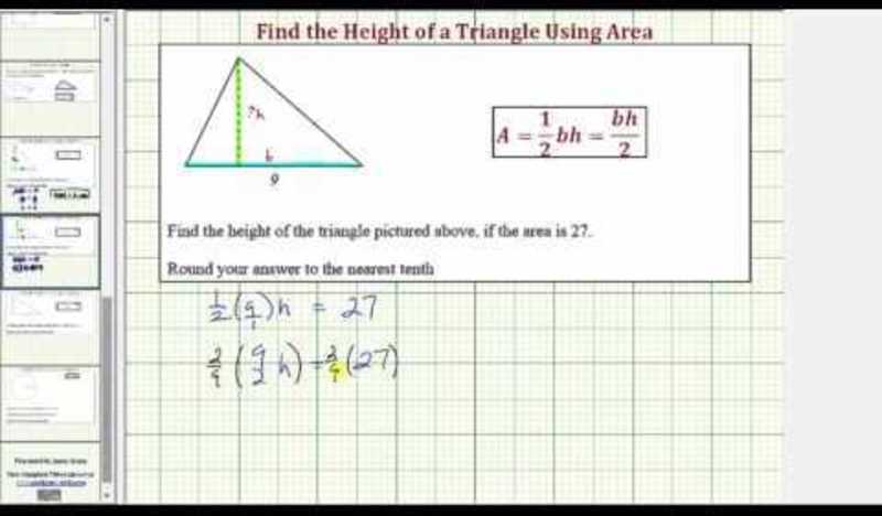 Find the Height of a Triangle Given Area (Odd Base) (Example) Instructional Video