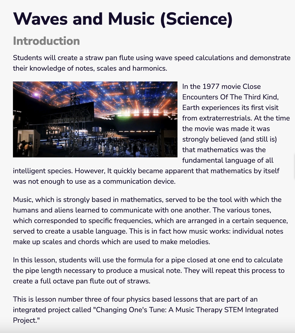 Waves and Music Lesson Plan