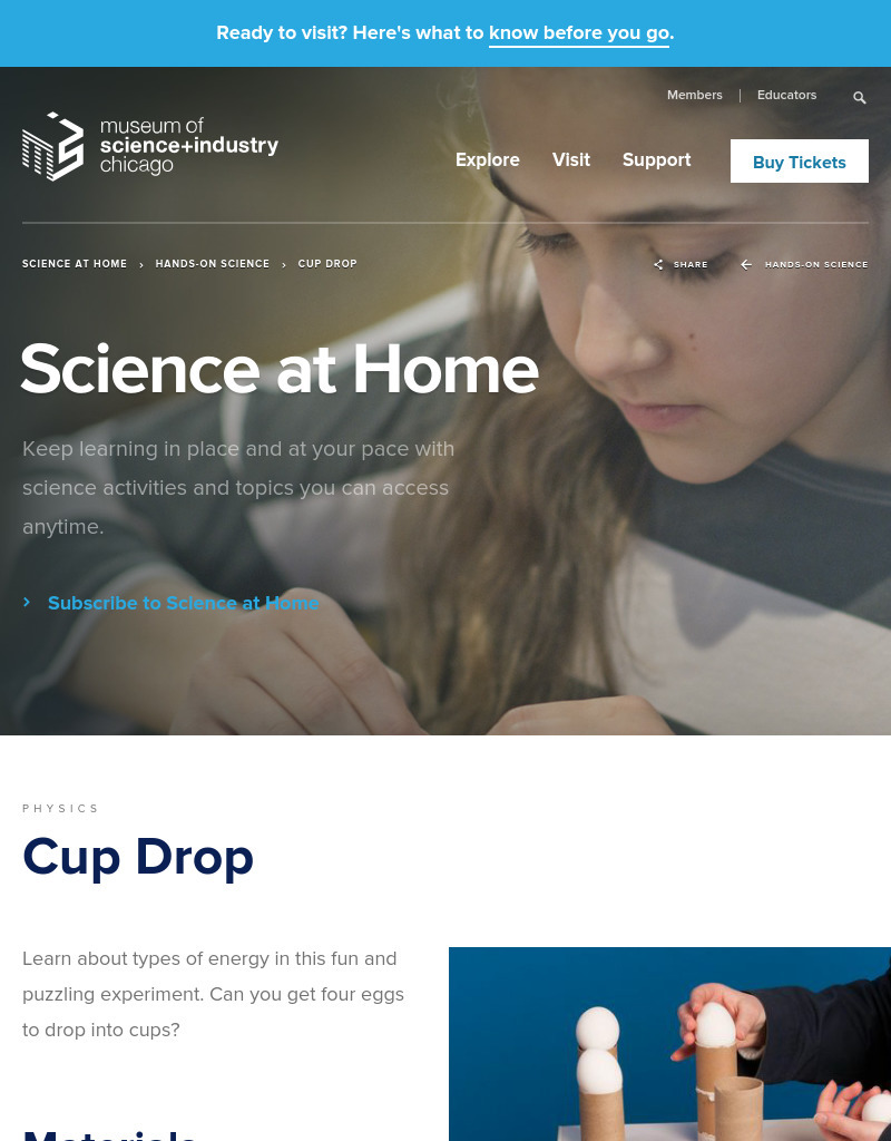 Cup Drop Activity