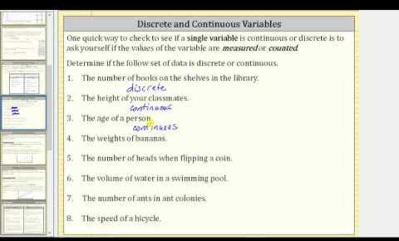 Introduction to Discrete and Continuous Variables Instructional Video