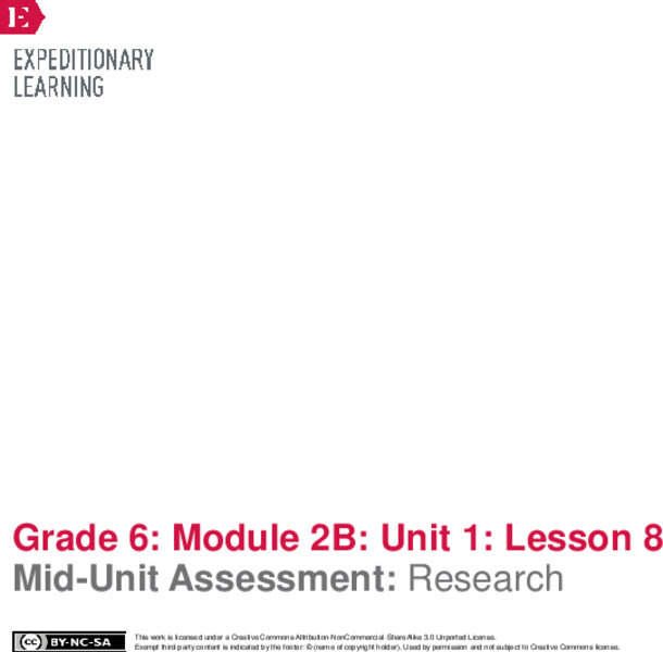Mid-Unit Assessment: Research Lesson Plan