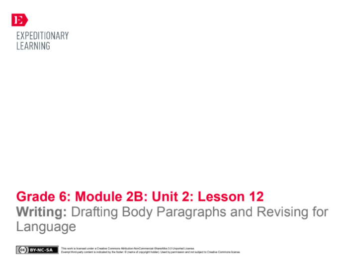 Writing: Drafting Body Paragraphs and Revising for Language Lesson Plan