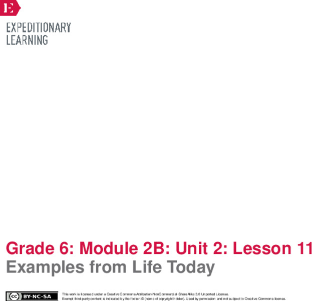 Examples from Life Today Lesson Plan