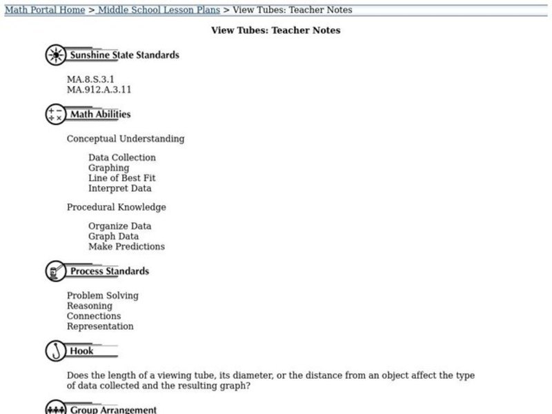 Viewing Tubes Lesson Plan